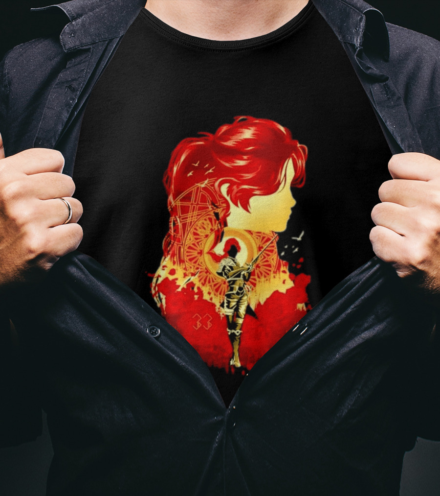 Paintress Expeditioner Red Haired Warrior Emblem 33 Discovery T-Shirt