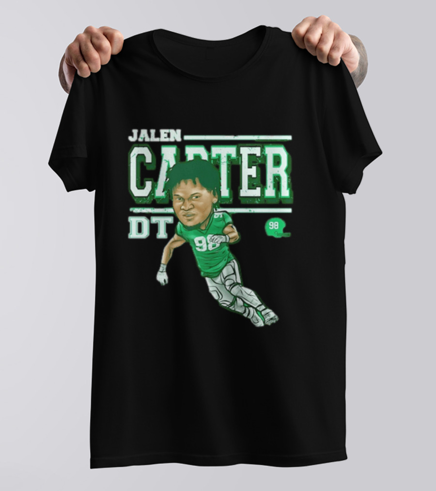 Jalen Carter Philadelphia Eagles DT 98 Caricature Football Player T-Shirt