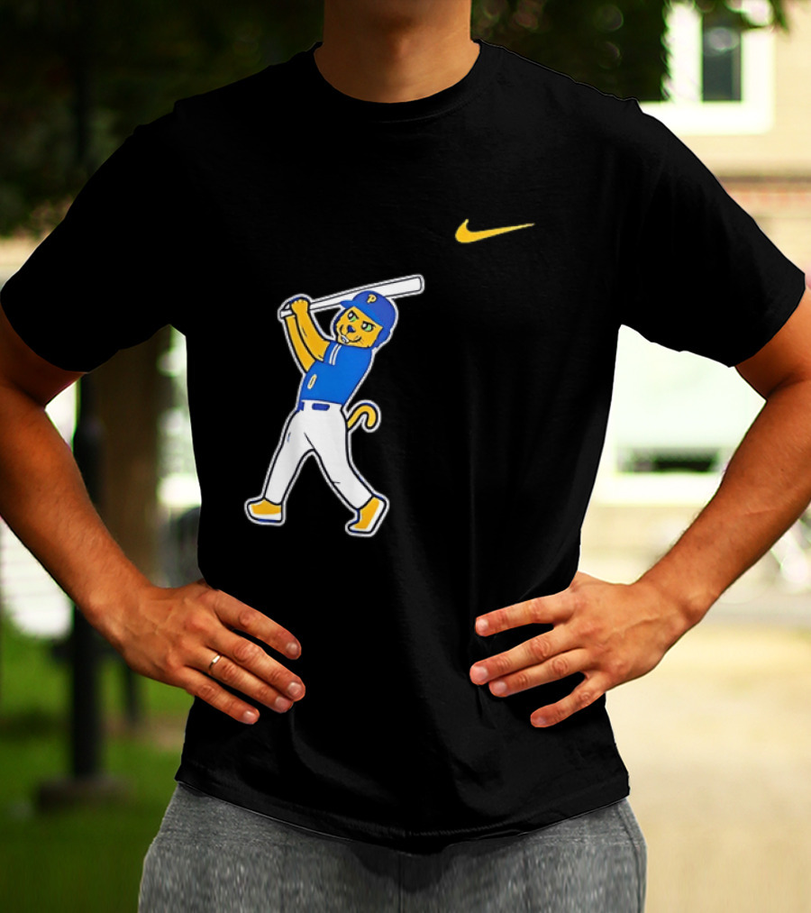 Pittsburgh Panthers Baseball Cartoon Mascot Batter Nike Sportswear T-Shirt