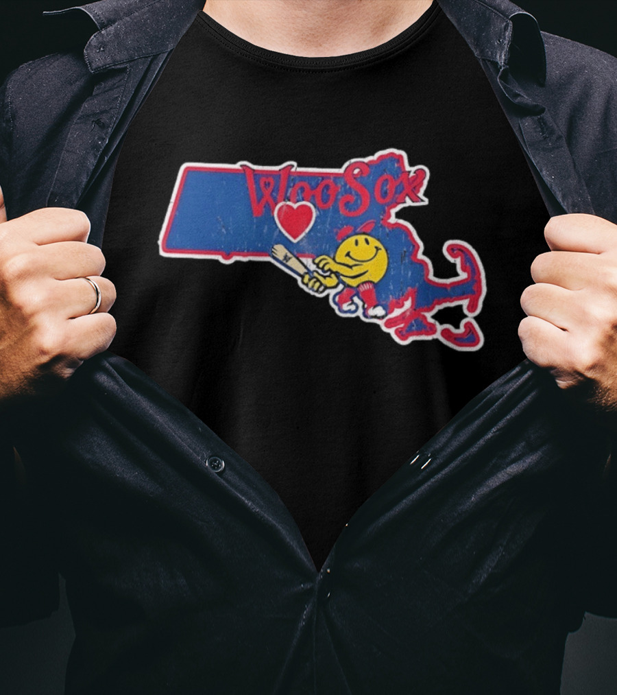 WooSox Massachusetts Heart Baseball Distressed T-Shirt