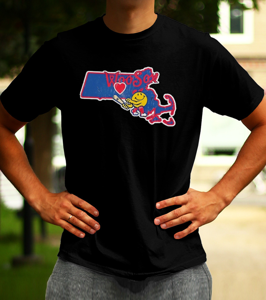 WooSox Massachusetts Heart Baseball Distressed T-Shirt