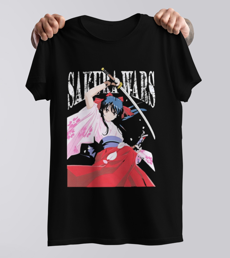 Sakura Wars Distressed Anime Samurai Girl With Katana T-Shirt