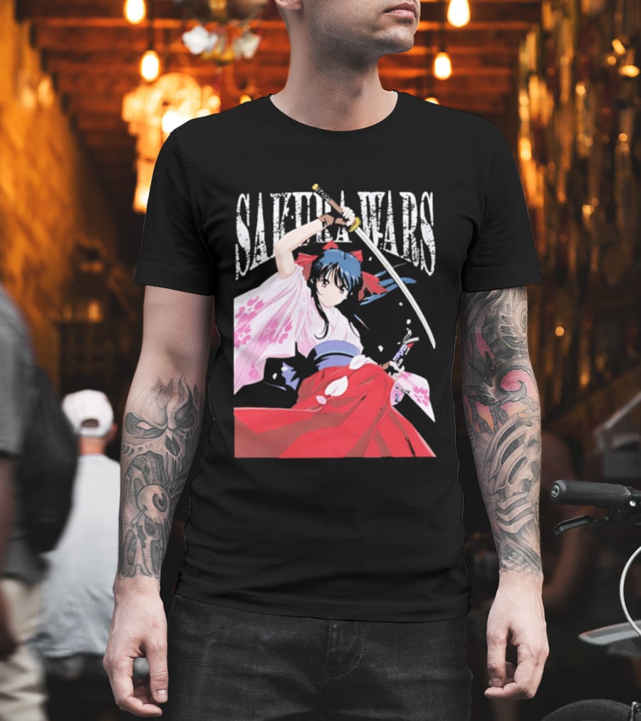 Sakura Wars Distressed Anime Samurai Girl With Katana T-Shirt