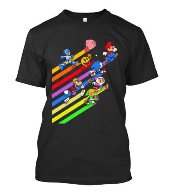 Legends Gaming Mario Pac Man Mega Man Sonic Link Kirby Bomberman Rayman Characters T-Shirt