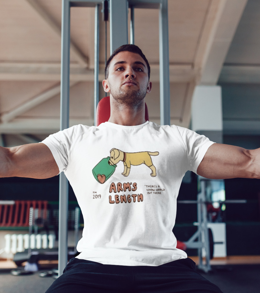 Arm's Length 2019 Dog With Jar There's A Whole World Out There T-Shirt