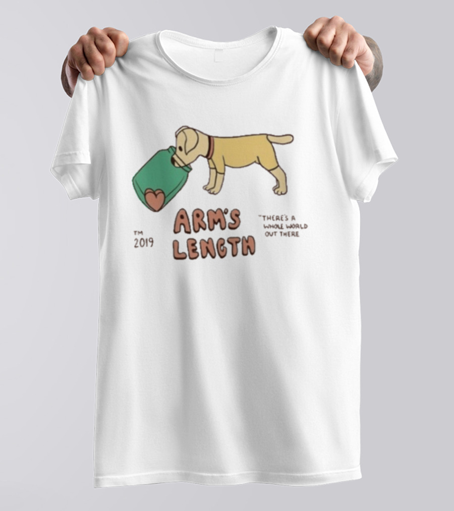 Arm's Length 2019 Dog With Jar There's A Whole World Out There T-Shirt
