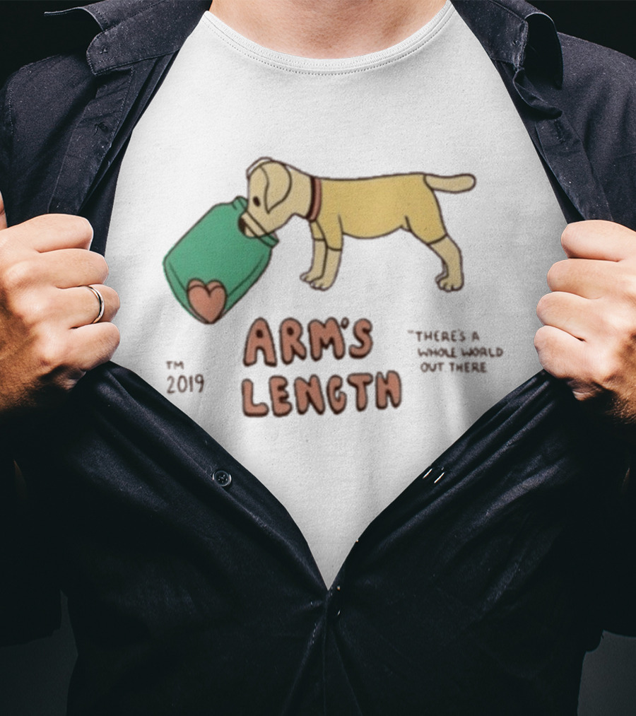 Arm's Length 2019 Dog With Jar There's A Whole World Out There T-Shirt