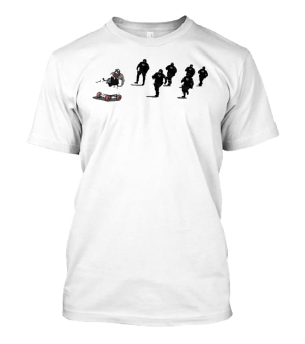Ice Protest Vikings Silhouettes On Skates With Red Barrels T-Shirt