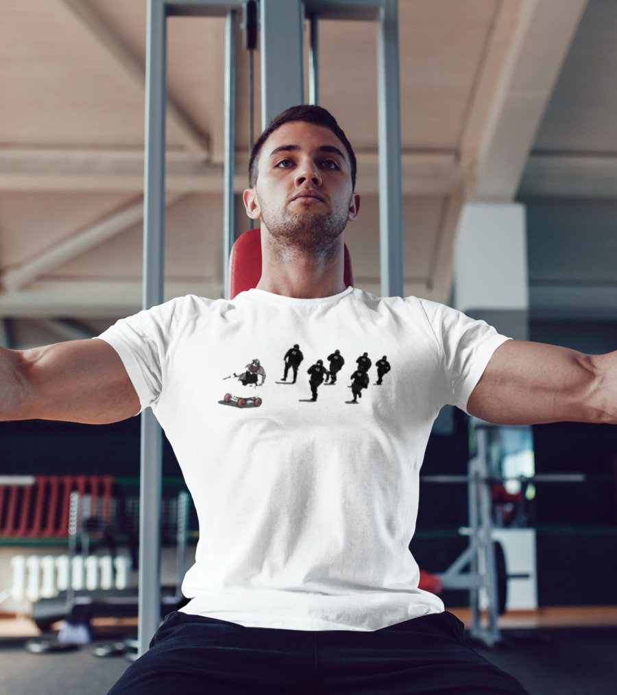 Ice Protest Vikings Silhouettes On Skates With Red Barrels T-Shirt