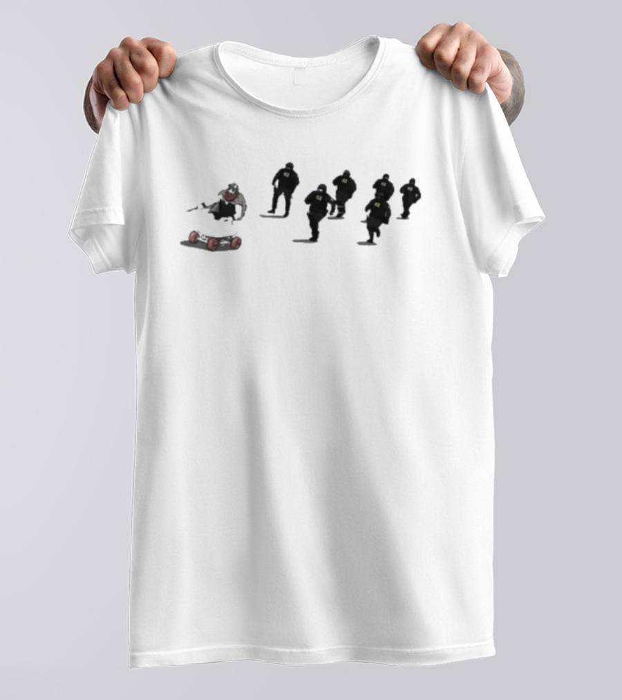 Ice Protest Vikings Silhouettes On Skates With Red Barrels T-Shirt