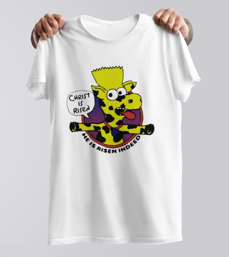 Christ Is Risen He Is Risen Indeed Simpson Cow Cartoon T-Shirt