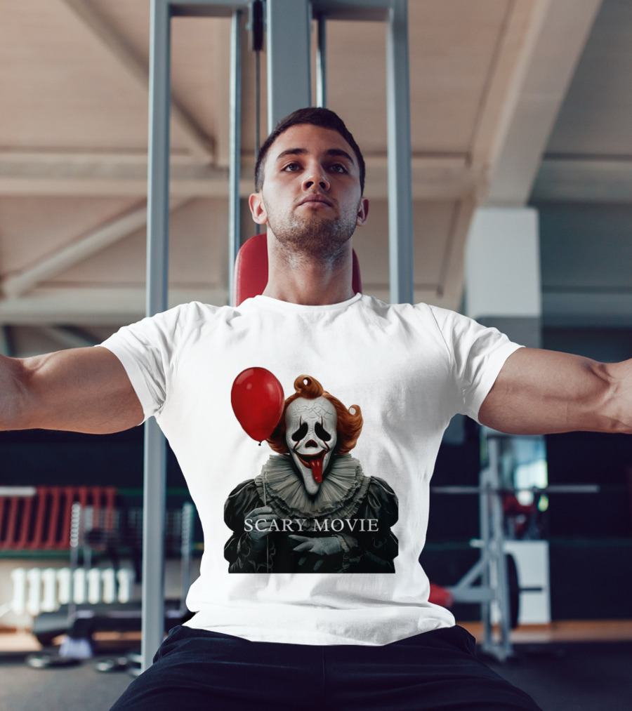 Pennywise Scary Movie Mashup Creepy Clown With Red Balloon T-Shirt