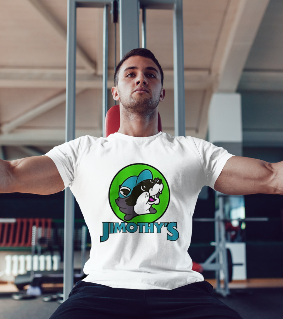 Jimothy's Cartoon Hat Character In Green Circle T-Shirt