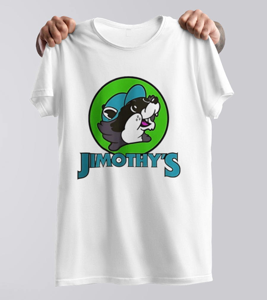 Jimothy's Cartoon Hat Character In Green Circle T-Shirt