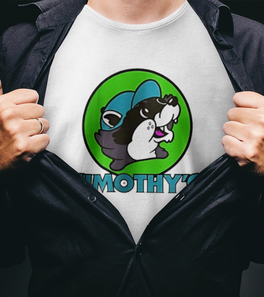 Jimothy's Cartoon Hat Character In Green Circle T-Shirt