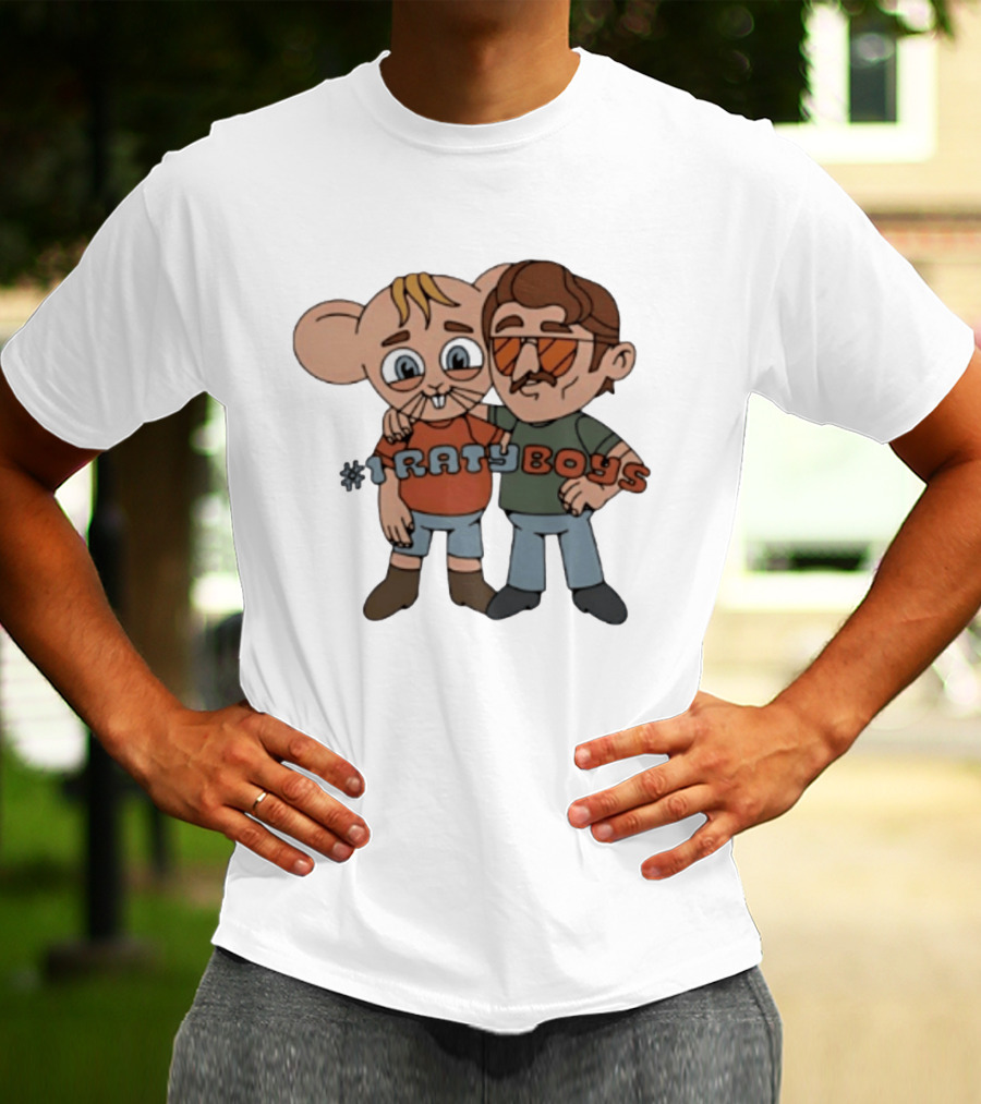 Ratyboys Cartoon Characters With Mouse And Sunglasses Duo T-Shirt
