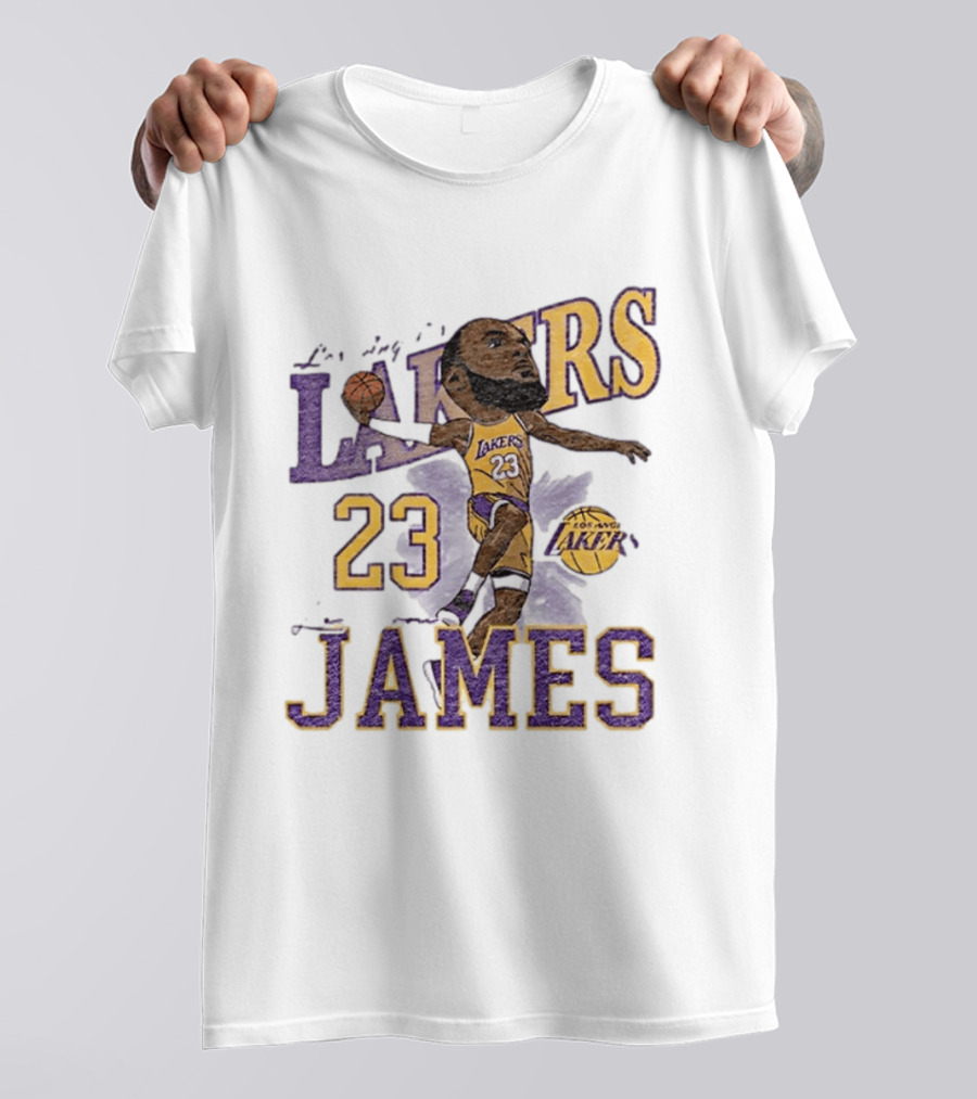 Los Angeles Lakers Lebron James 23 Basketball Caricature Player T-Shirt