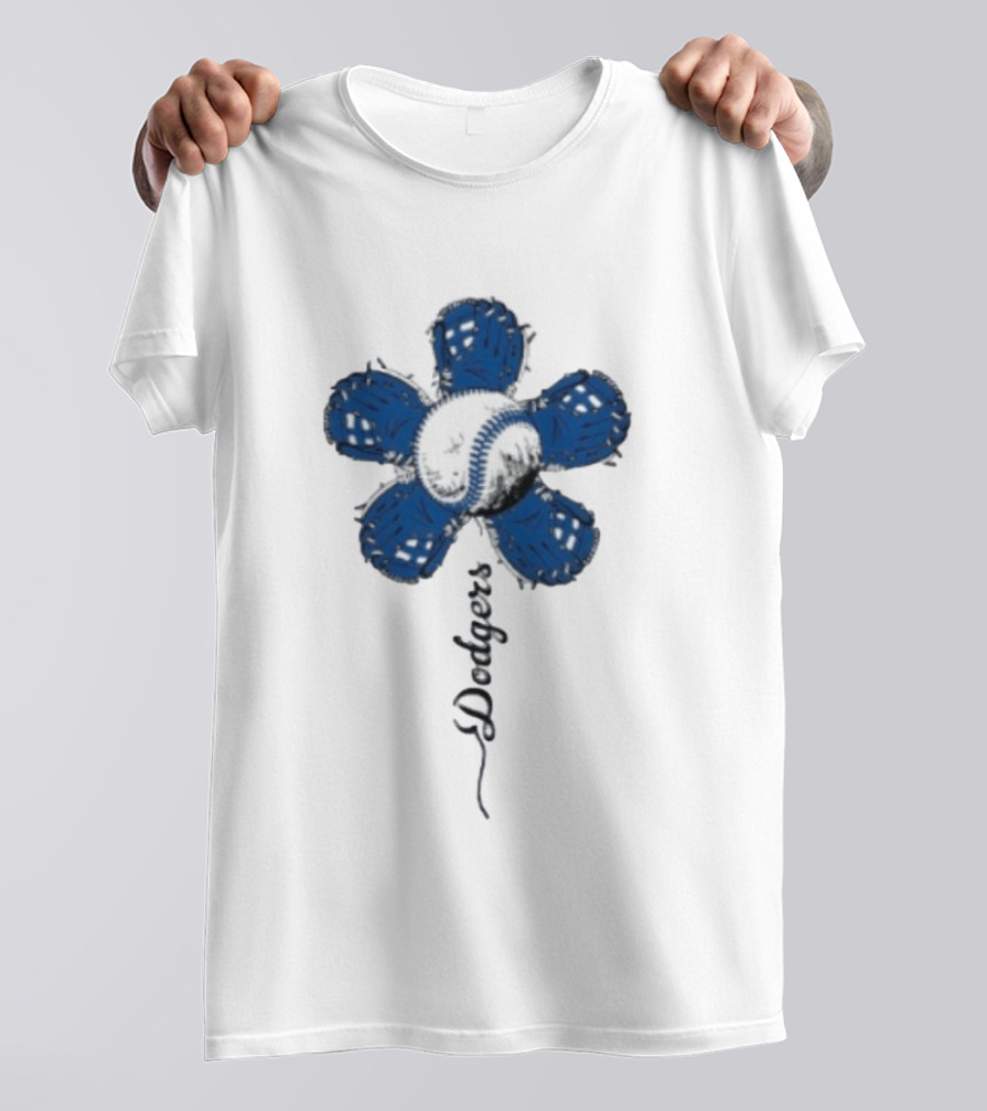 Dodgers Baseball Flower Blue Petals T-Shirt