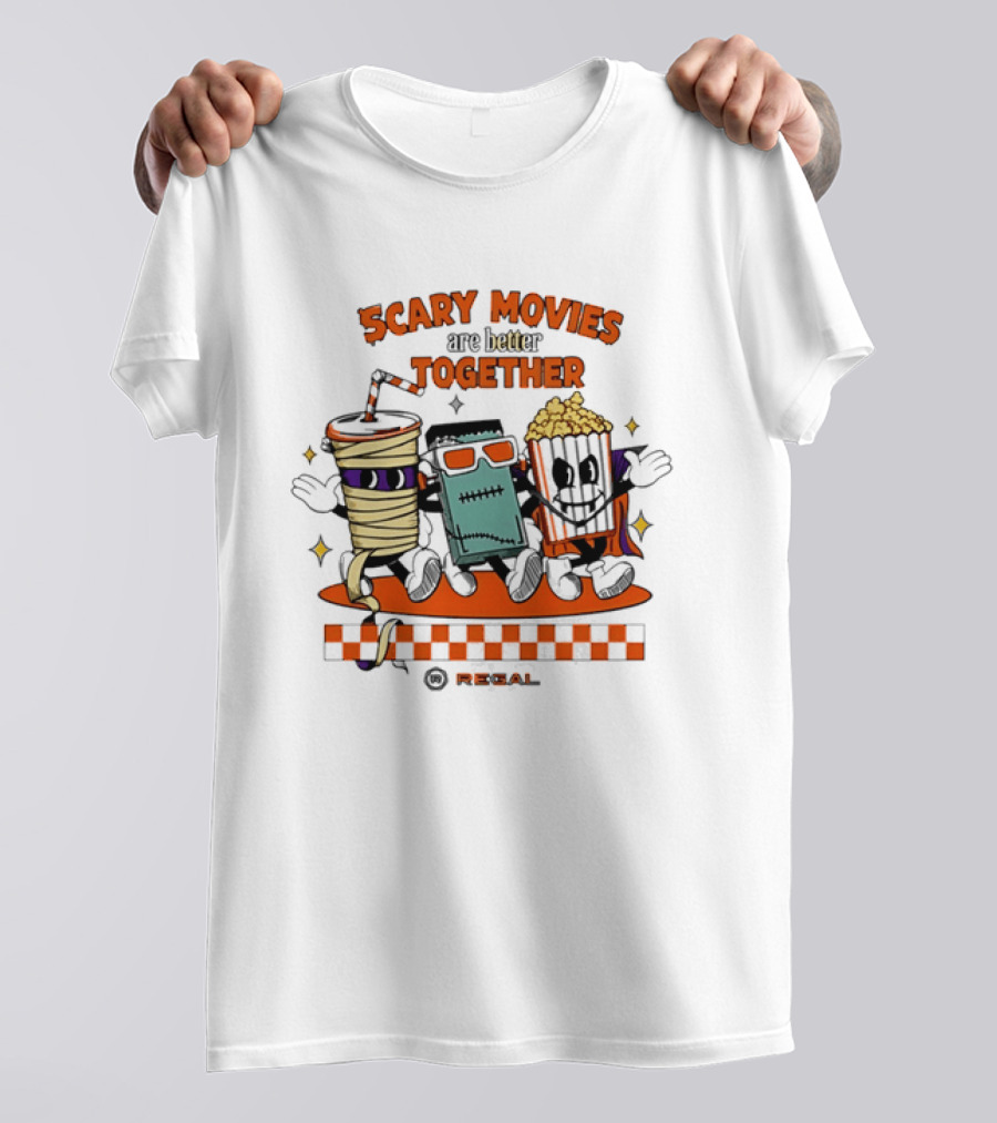Scary Movies Are Better Together Halloween Snack Monsters Regal T-Shirt