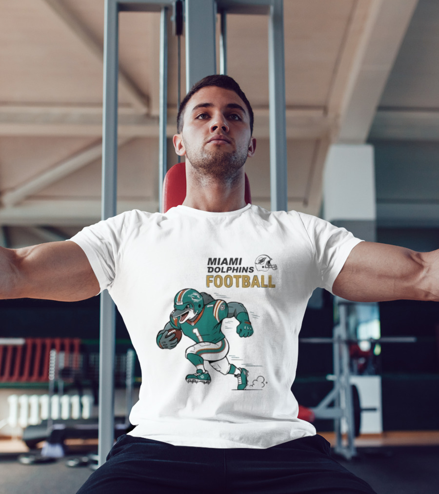 Miami Dolphins Aqua Rush Football Helmet Player T-Shirt