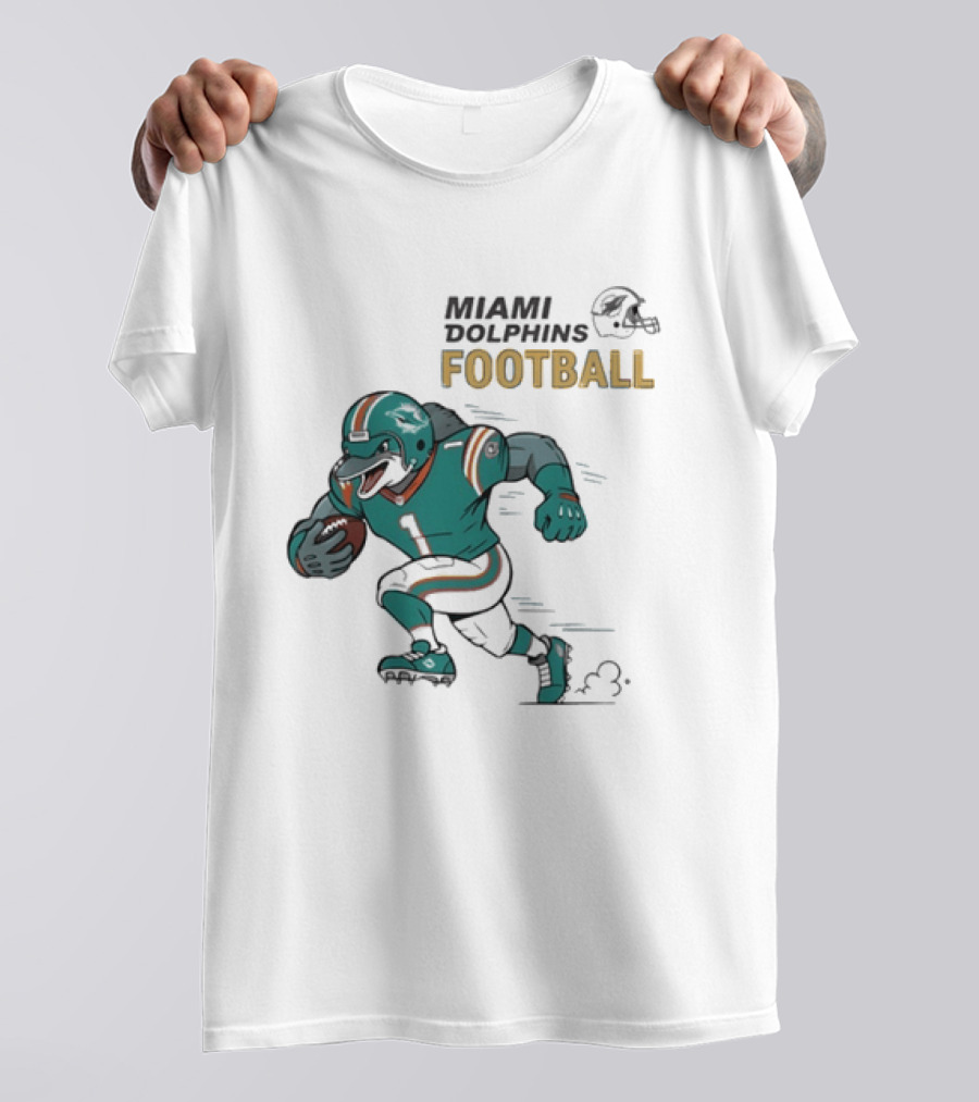 Miami Dolphins Aqua Rush Football Helmet Player T-Shirt