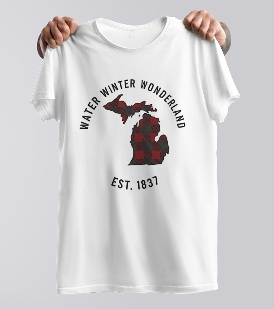 Michigan Water Winter Wonderland Est 1837 Plaid T-Shirt