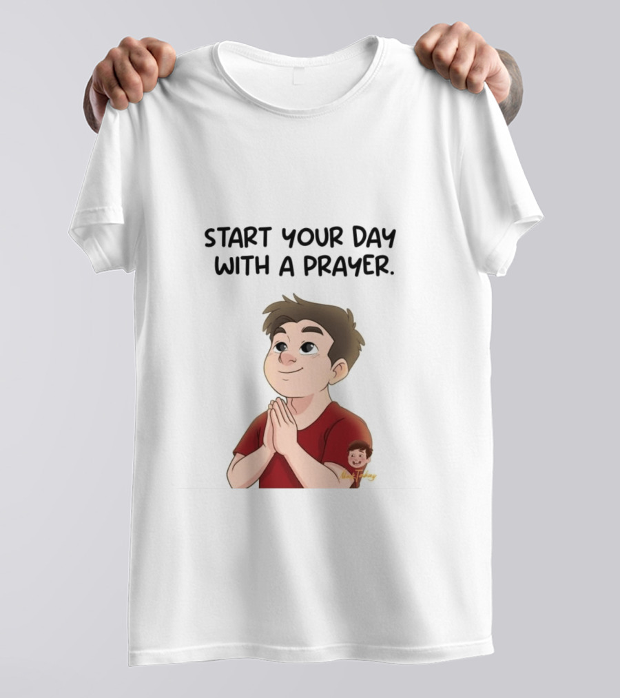 Start Your Day With A Prayer Cartoon Boy T-Shirt