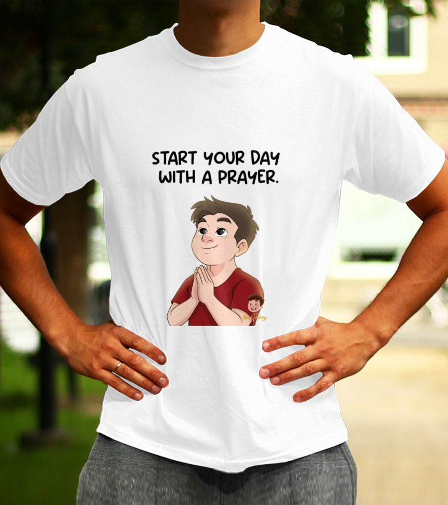 Start Your Day With A Prayer Cartoon Boy T-Shirt