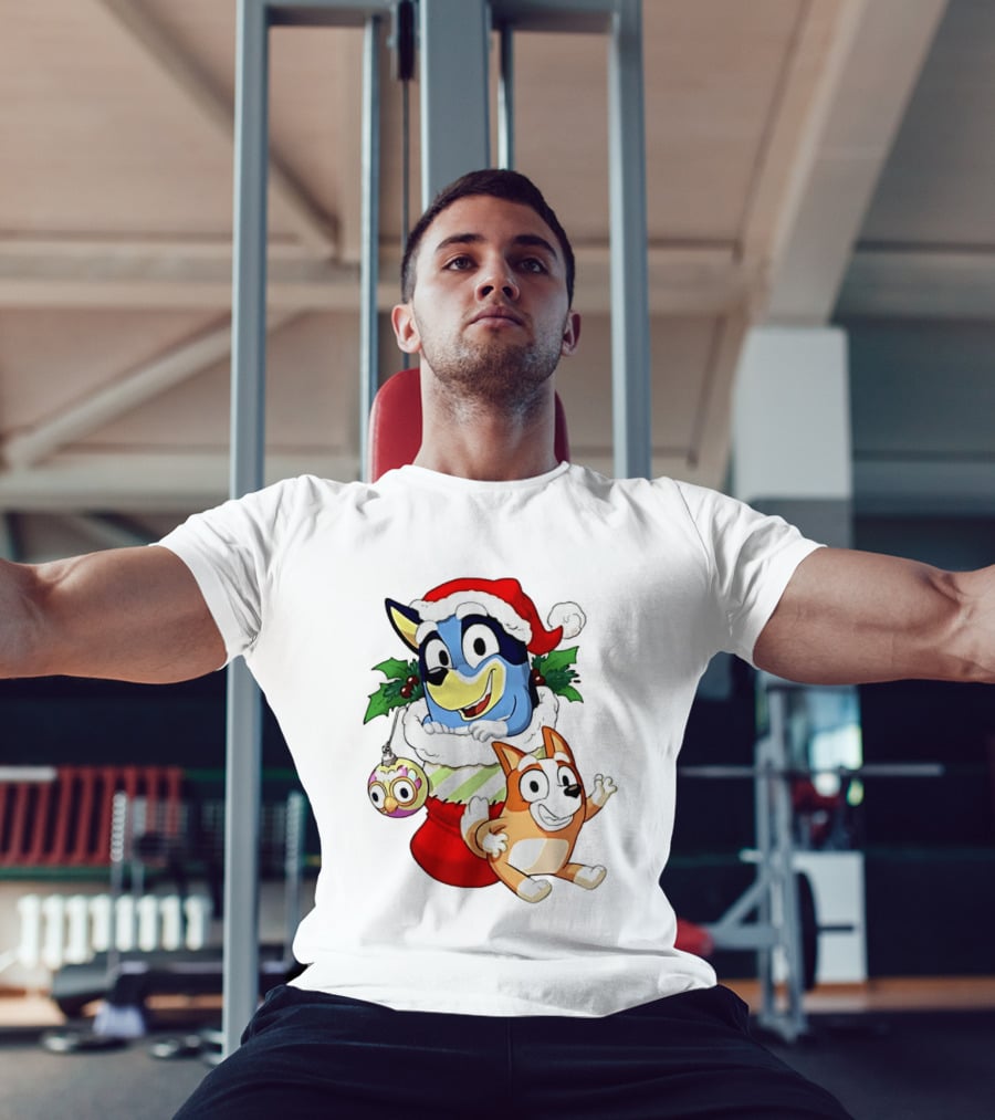 Bluey Christmas Stocking Stuffer Pups Bingo Holiday T-Shirt
