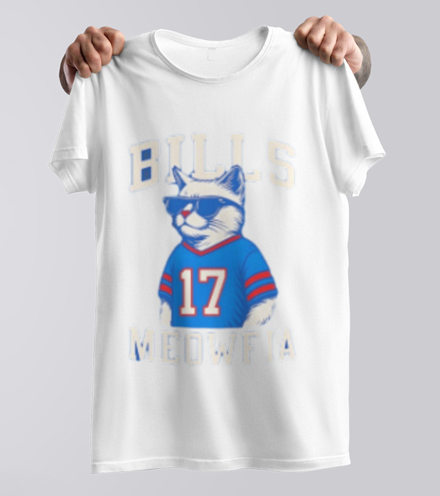 Bills Meowfia Cat 17 Jersey Buffalo Fan Football Sports T-Shirt