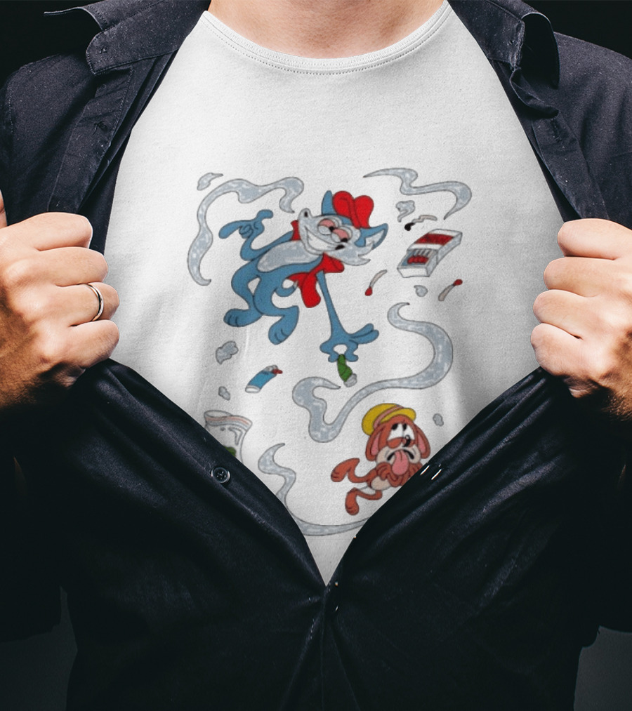 Original Ls Mark Catching Up Episode 2 Cartoon Characters With Smoke And Comic Effects T-Shirt
