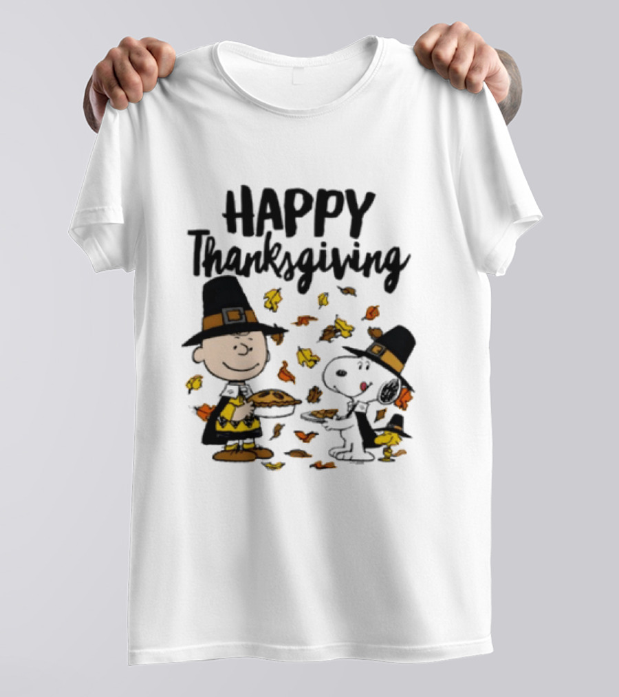 Happy Thanksgiving Peanuts Charlie Brown Snoopy Woodstock T-Shirt