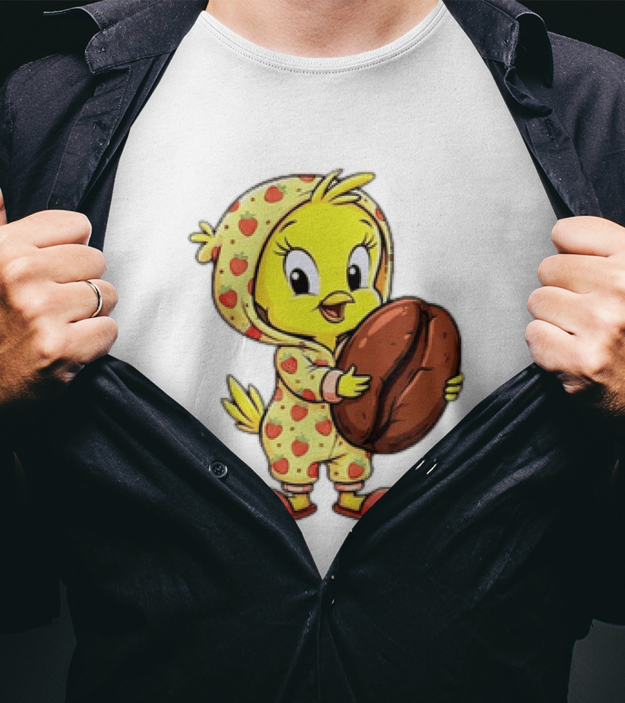 Tweety Coffee I Haven't Lost My Mind Half Of It Just Wandered Off Pajamas With Strawberry Onesie And Coffee Bean T-Shirt