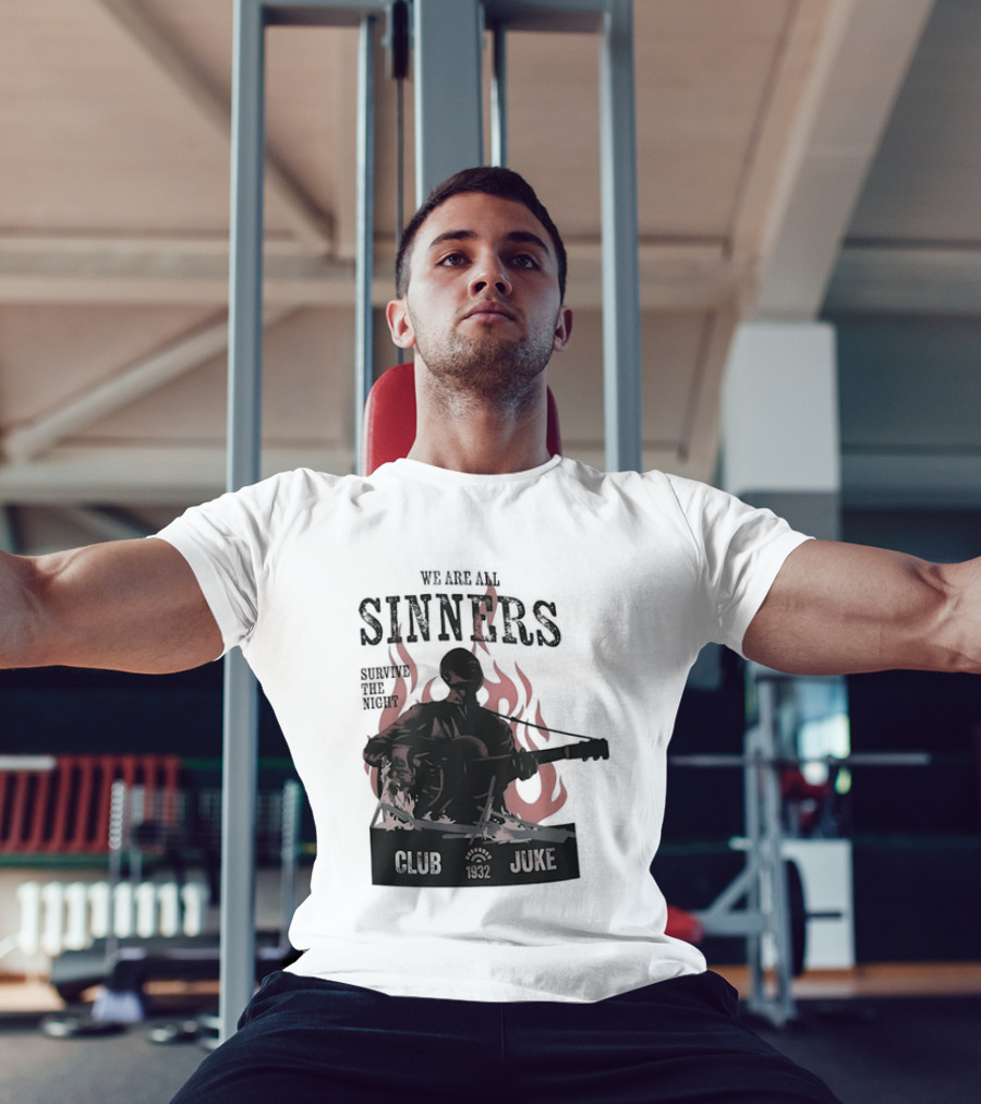 We Are All Sinners Survive The Night Club 1932 Juke Flames Guitar T-Shirt