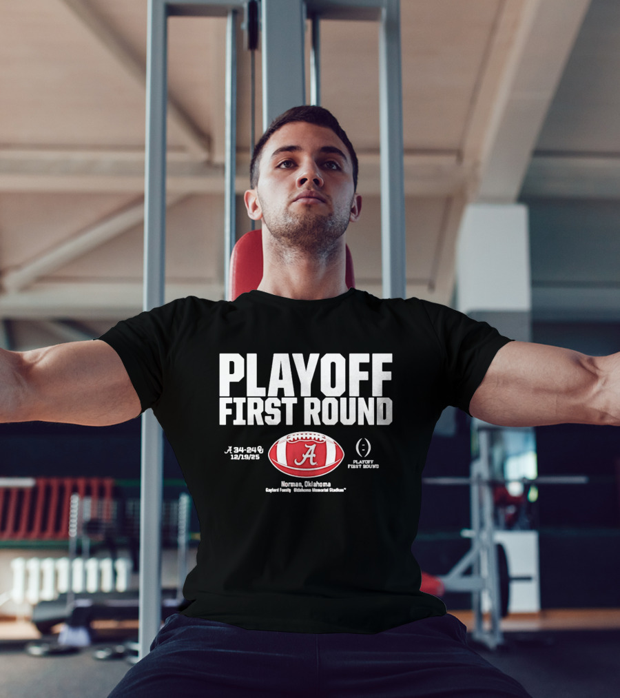 Alabama Crimson Tide 2025 Playoff First Round Winner 34 25 Norman Oklahoma T-Shirt