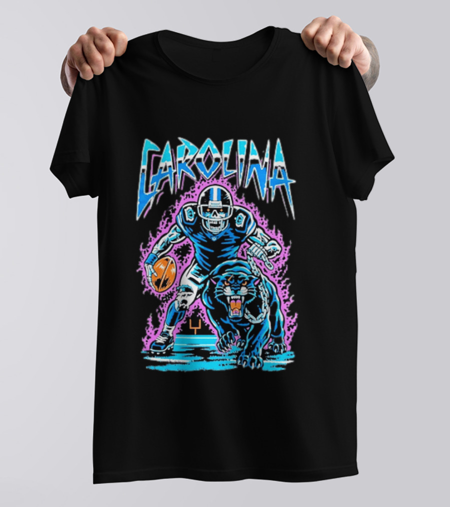 Carolina Panthers Football Skeleton With Panther T-Shirt
