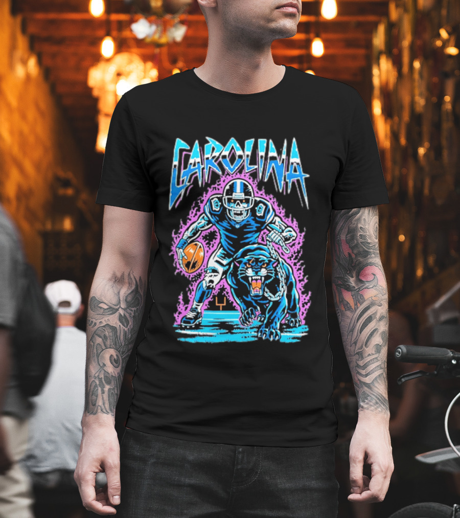 Carolina Panthers Football Skeleton With Panther T-Shirt