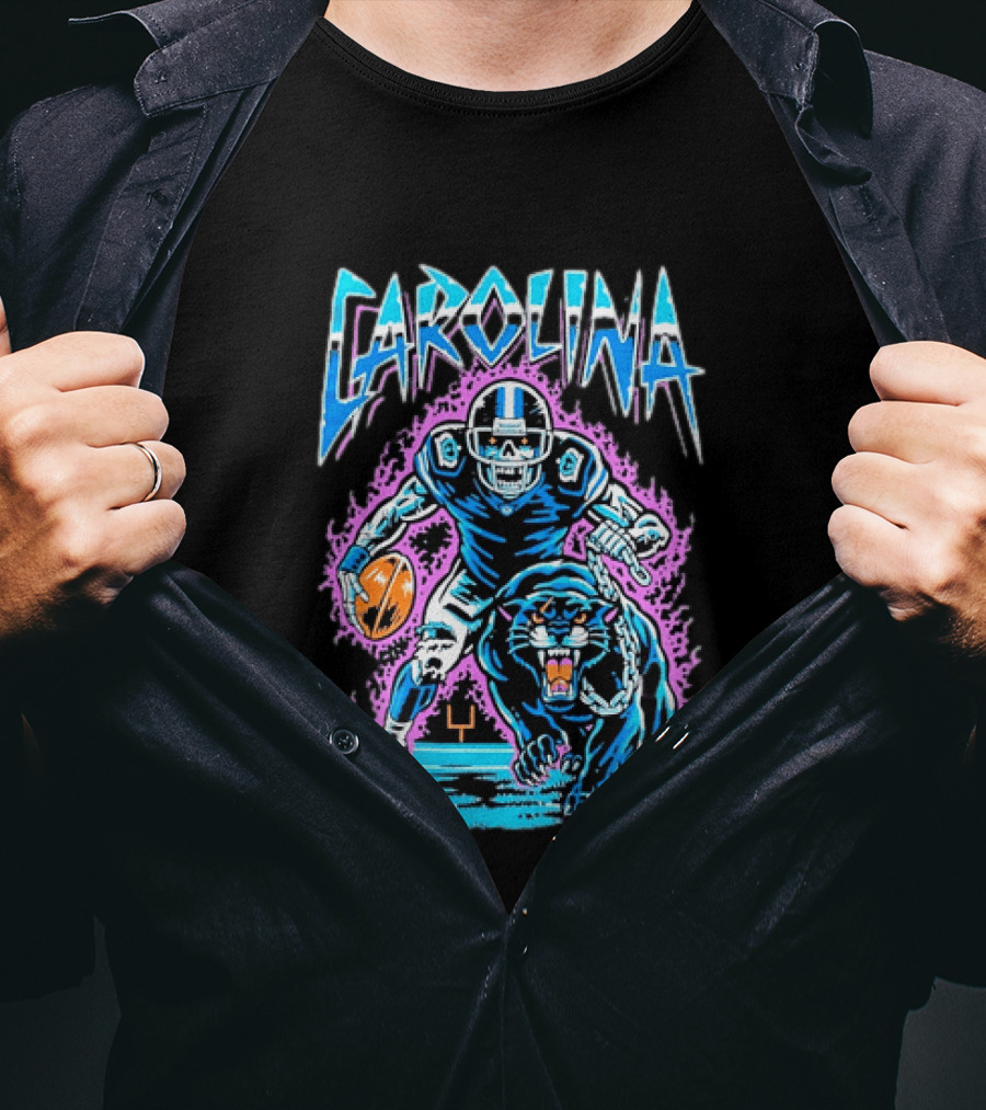 Carolina Panthers Football Skeleton With Panther T-Shirt