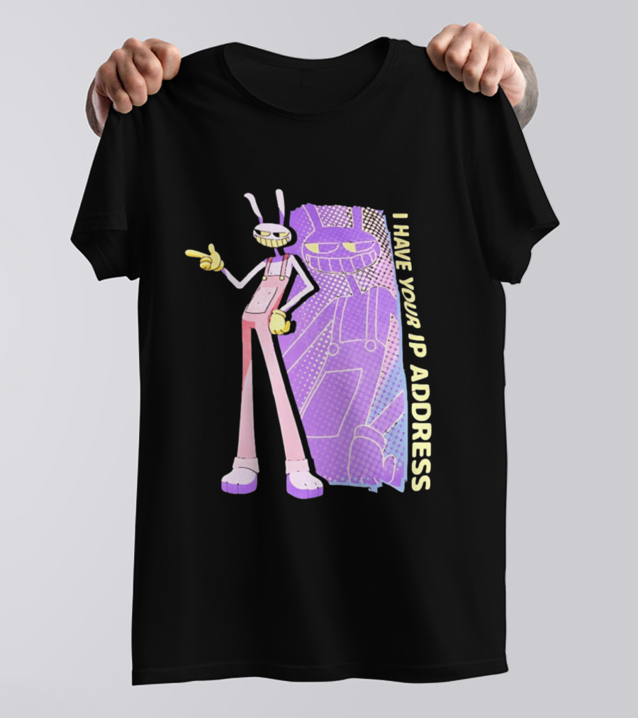Jax I Have Your IP Address Meme Character In Overalls T-Shirt
