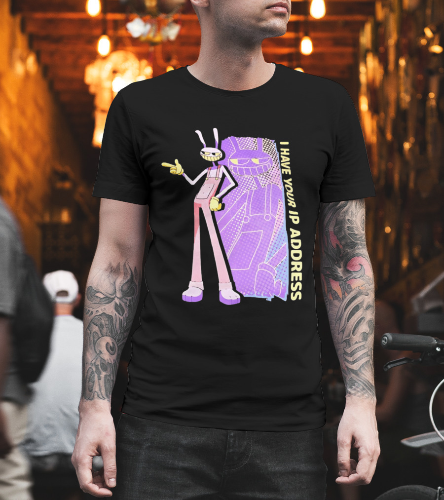 Jax I Have Your IP Address Meme Character In Overalls T-Shirt