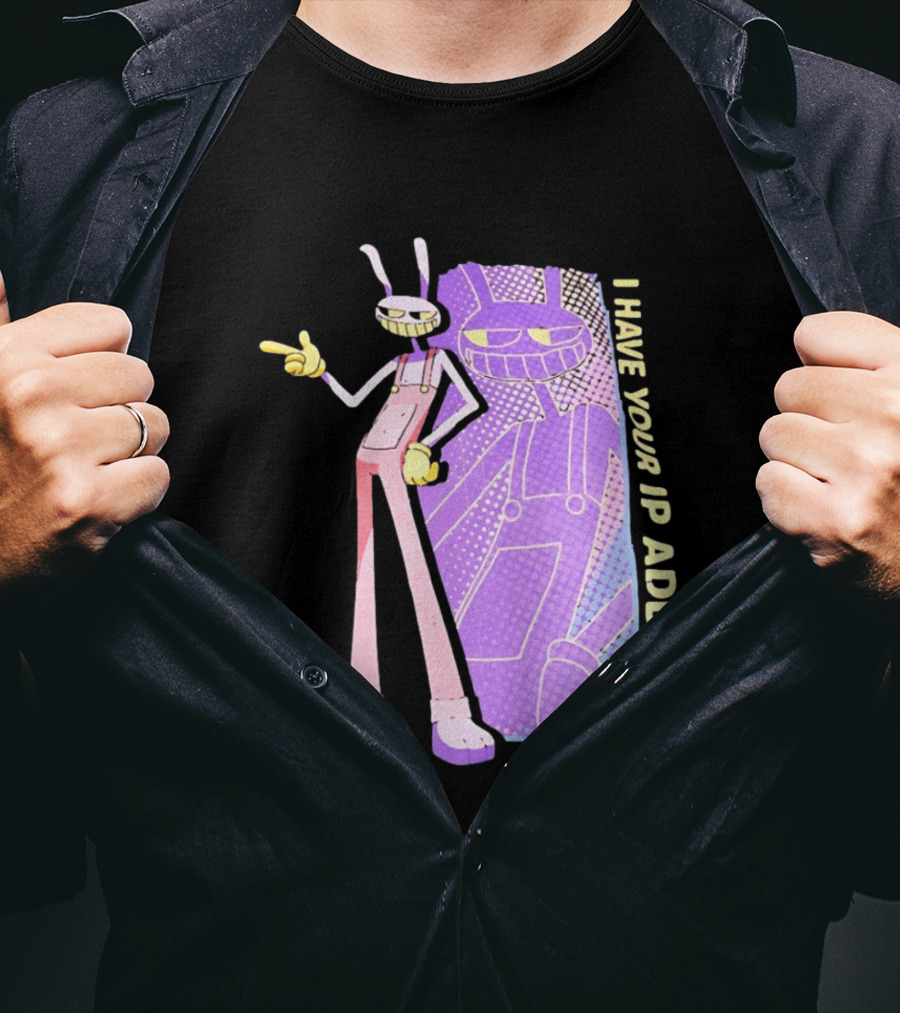 Jax I Have Your IP Address Meme Character In Overalls T-Shirt