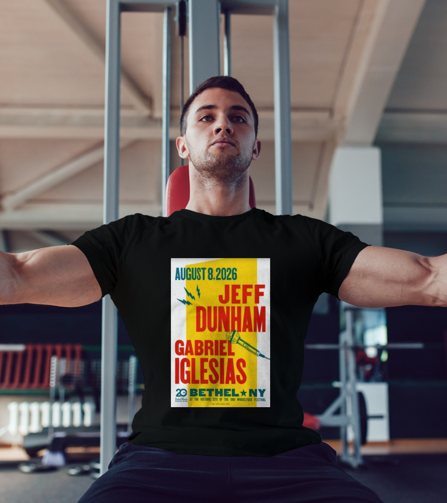 August 8 2026 Jeff Dunham Gabriel Iglesias Bethel Ny At The Historic Site Of The 1969 Woodstock Festival T-Shirt
