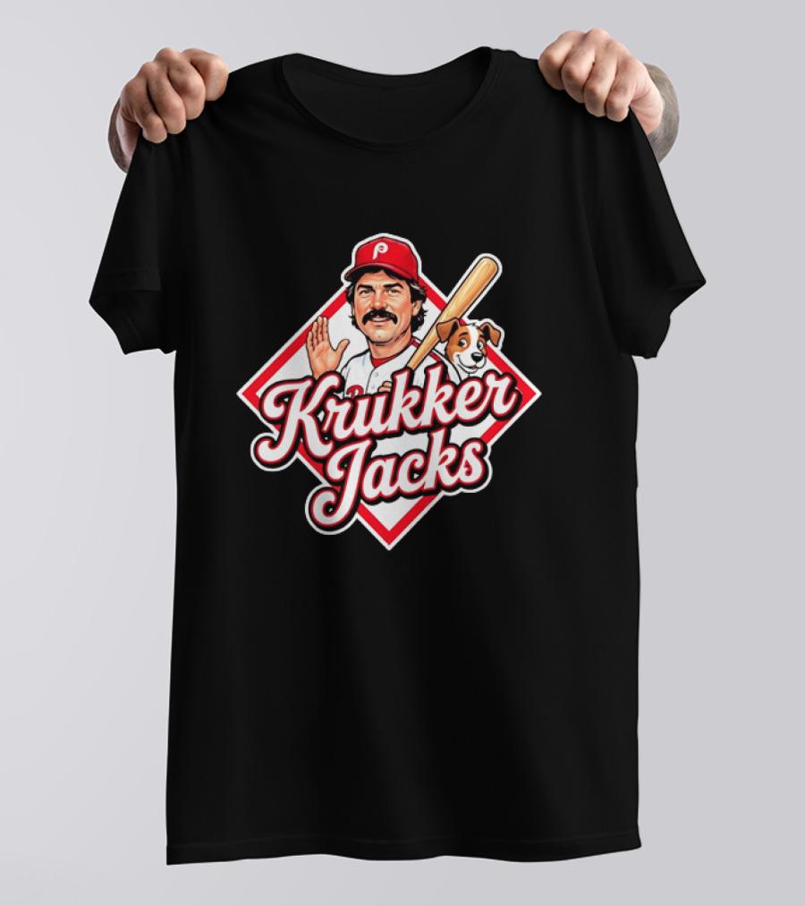 Krukker Jacks Philadelphia Phillies Baseball Player With Dog T-Shirt