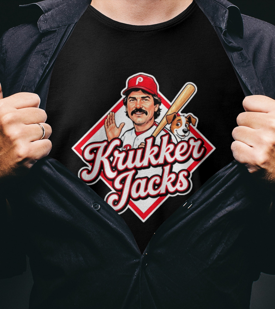 Krukker Jacks Philadelphia Phillies Baseball Player With Dog T-Shirt