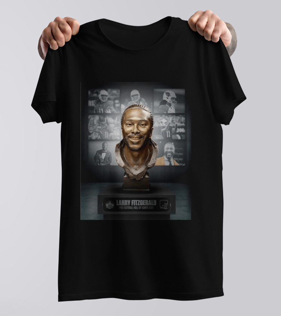 Larry Fitzgerald Pro Football Hall Of Famer #385 Bust NFL Highlights T-Shirt