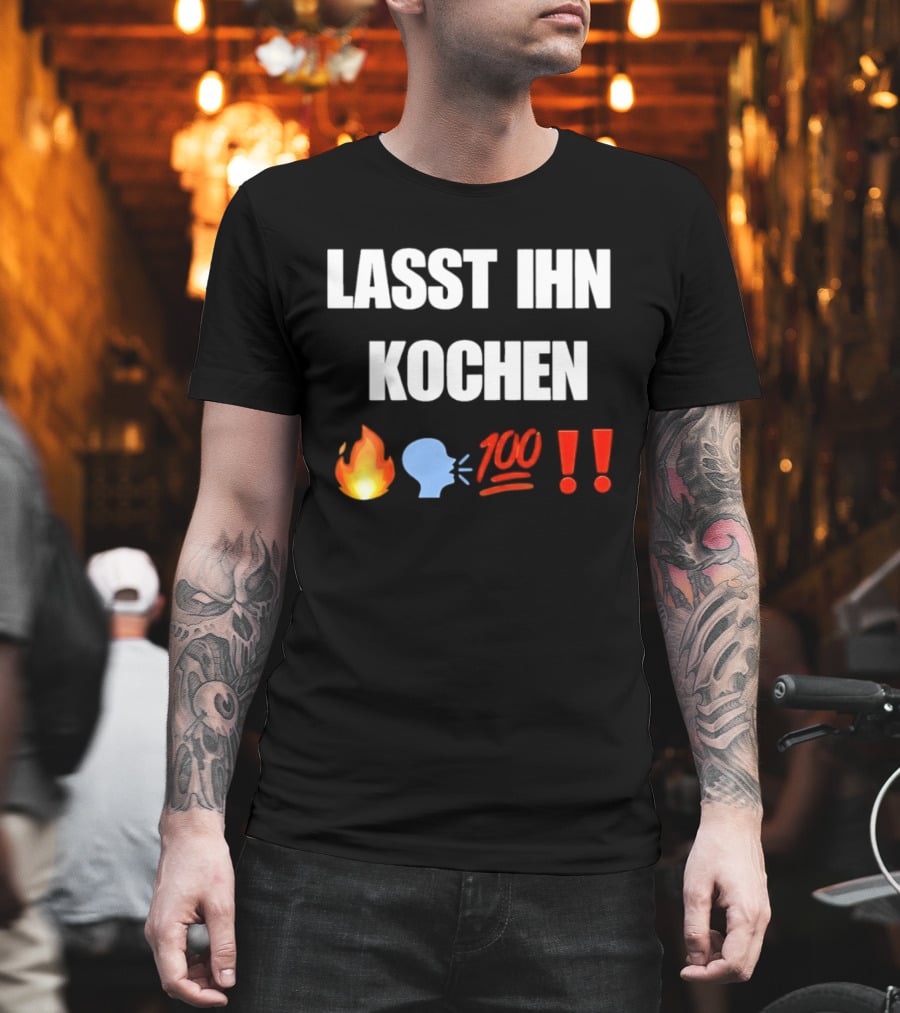 Lasst Ihn Kochen Fire Emoji Speech Bubble 100 Emoji Exclamation Points T-Shirt