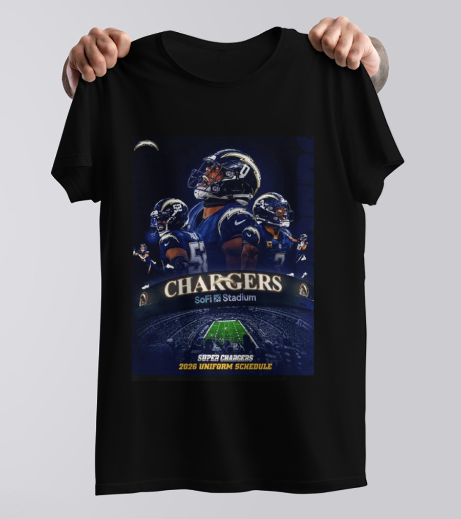 Los Angeles Chargers Super Chargers SoFi Stadium 2026 Uniform Schedule T-Shirt