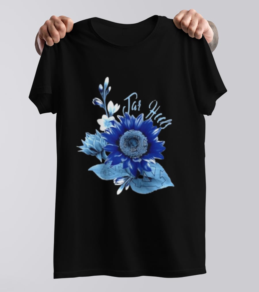 North Carolina Tar Heels Sunflower Floral Football T-Shirt