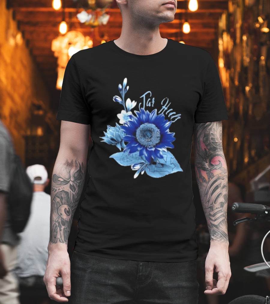 North Carolina Tar Heels Sunflower Floral Football T-Shirt
