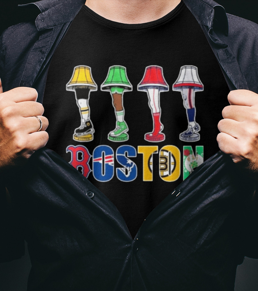 Original Boston Sports Teams Legs Lamp Parody 2025 Fenway Celtics Patriots Bruins Red Sox T-Shirt